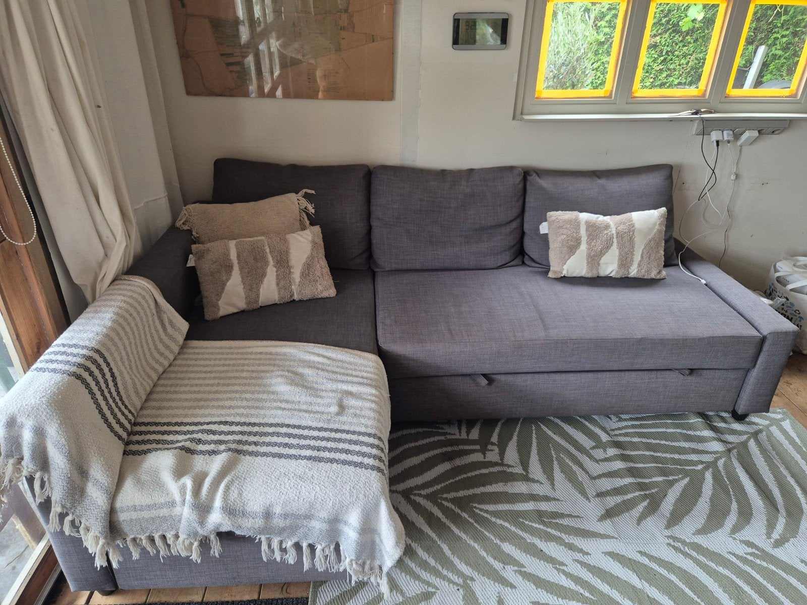 IKEA Friheten hoekslaapbank donkergrijs met opbergruimte, Ophalen, Tweepersoons, 140 cm