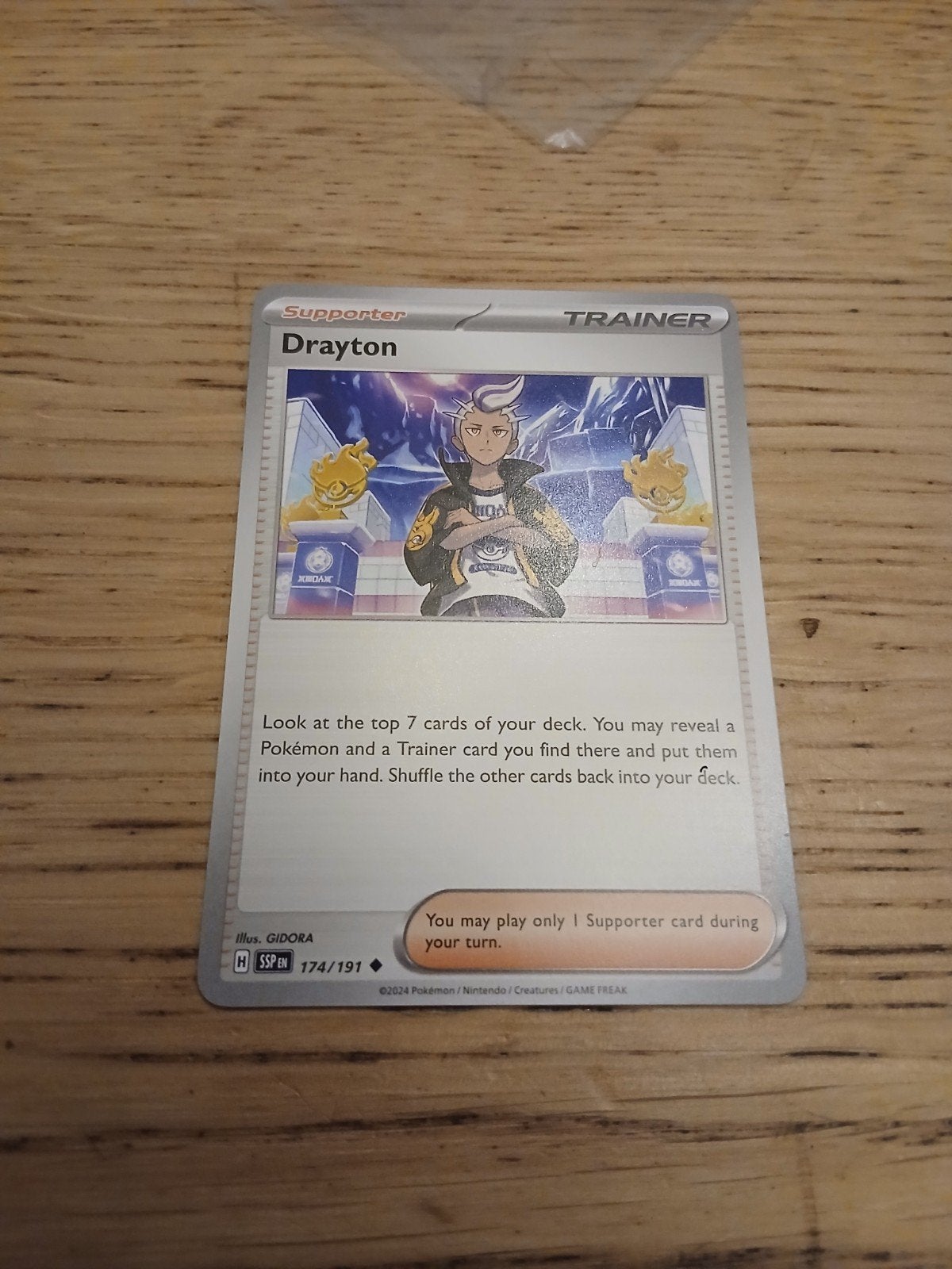 Pokémon TCG: Drayton Supporter Trainer Kaart 174/191 SSP EN, Ophalen of Verzenden, Zo goed als nieuw, Losse kaart
