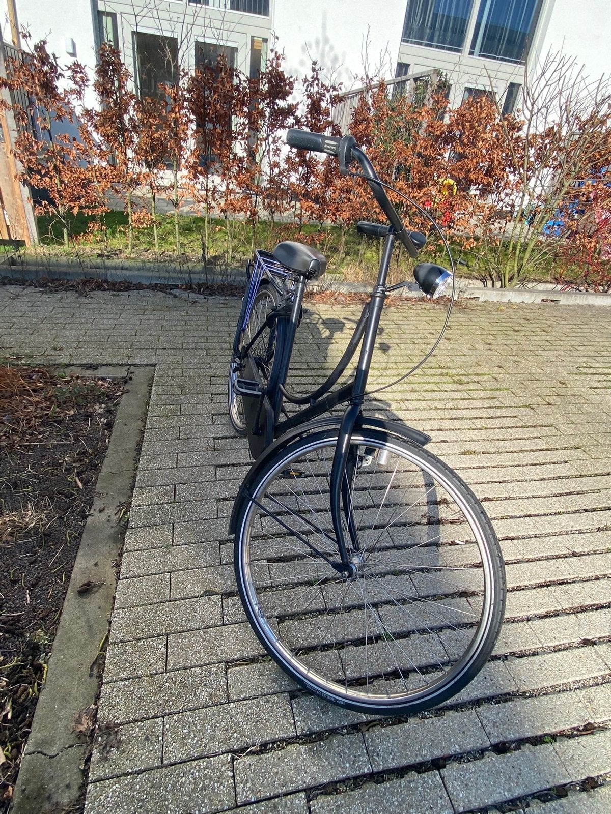 Zwarte damesfiets met lage instap en terugtraprem, Terugtraprem, Ophalen, Overige merken, 53 tot 56 cm