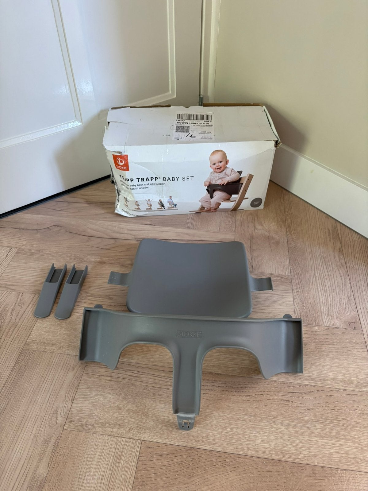 100% origineel Stokke Tripp Trapp Baby set Storm Grey, Ophalen of Verzenden, Zo goed als nieuw, Meegroeistoel