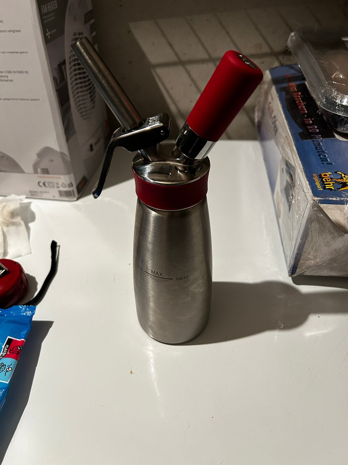 Slagroomkidde RVS 0.5L ISI, Minder dan 1 liter, Ophalen of Verzenden, Zo goed als nieuw, 3 snelheden of meer
