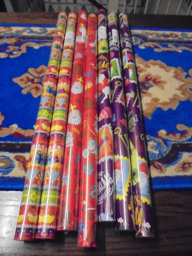 7 rollen sint inpakpapier 77 x 300 cm, Diversen, Sinterklaas, Ophalen, Nieuw