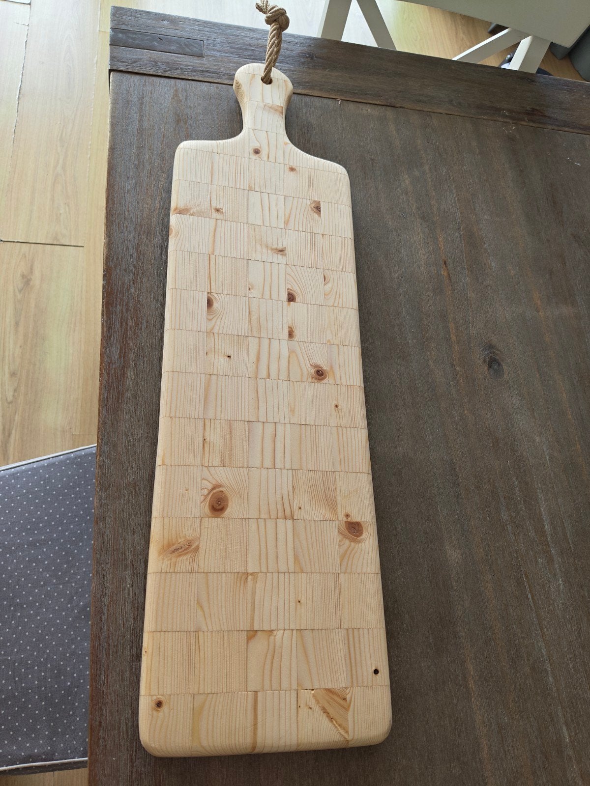 Houten Snijplank / Serveerplank met Touw, Beige, Hout, Snij-/serveerplank, Nieuw