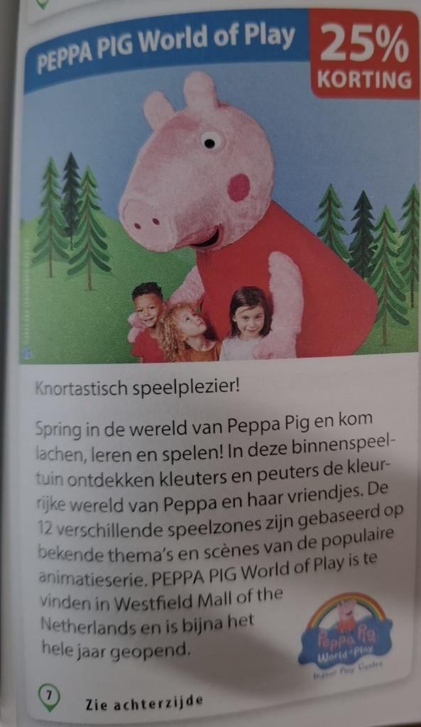 PEPPA PIG World of Play Leidschendam 25% korting, Drie personen of meer, Kortingskaart