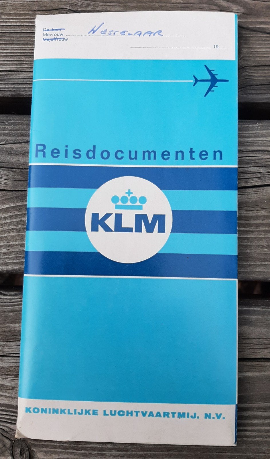 KLM reisdocumenten mapje eind jaren 60, Ophalen of Verzenden, Gebruikt, Overige typen
