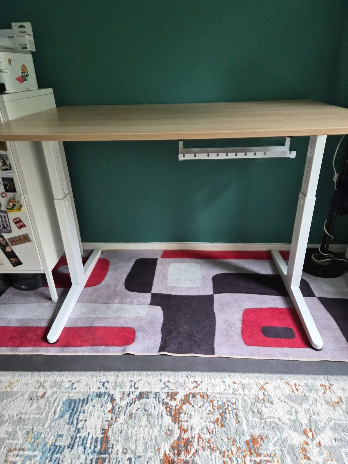Verstelbaar bureau - Zit-sta bureau - Wit/Hout 120  80, Ophalen, Zit-sta bureau, Hout, In hoogte verstelbaar