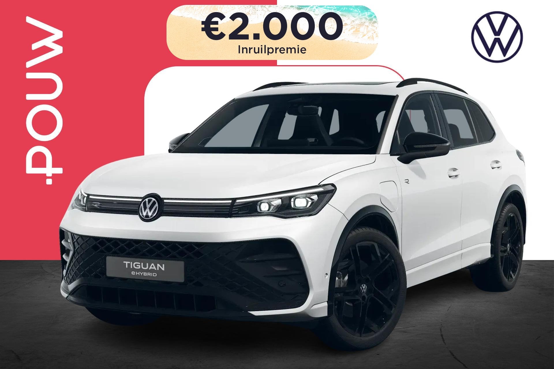 Volkswagen Tiguan 1.5 eHybrid 204pk R-Line Edition | Panoram, Auto's, Volkswagen, Stof, 1498 cc, 150 min, Wit