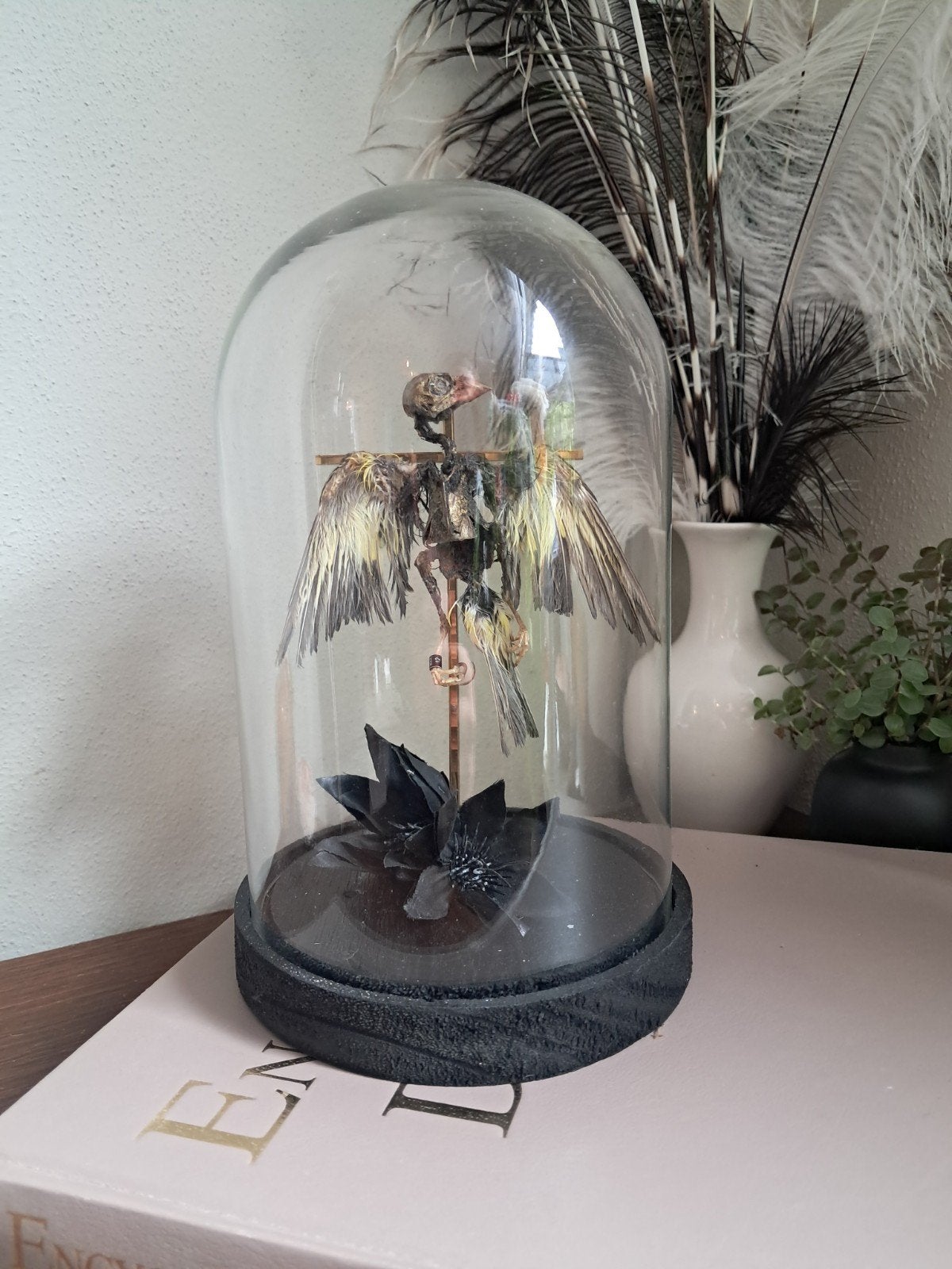 stolp met vogelskeletje aan kruis, Ophalen of Verzenden, Nieuw, Vogel, Opgezet dier