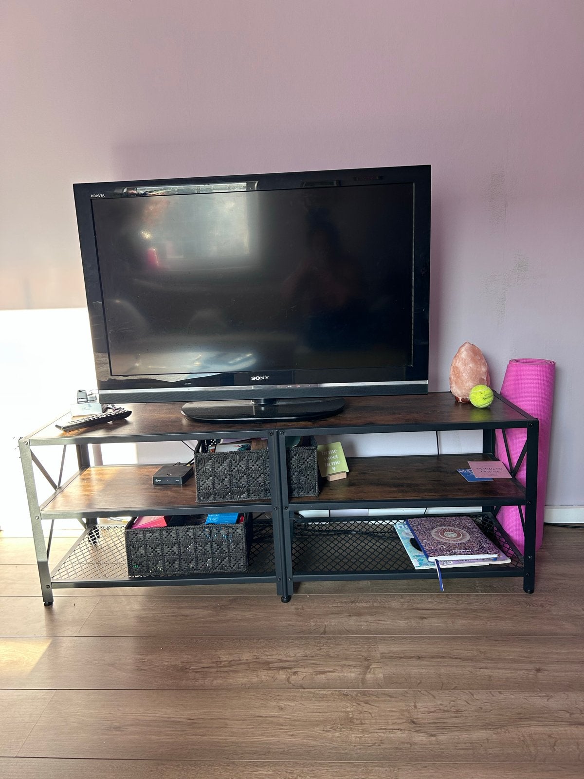 TV-meubel, industrieel hout donker, Ophalen, 150 tot 200 cm, Zo goed als nieuw, Minder dan 100 cm