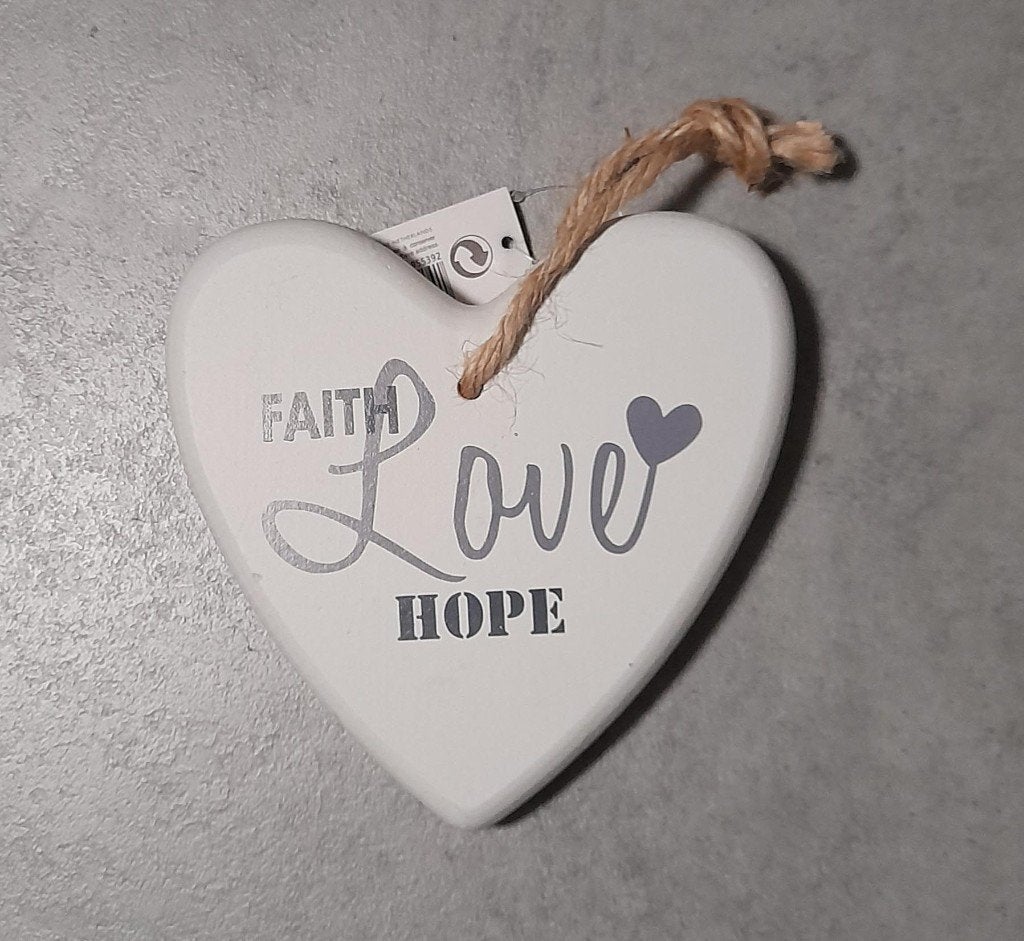 NIEUW HART met tekst " faith love hope ", Ophalen of Verzenden, Nieuw, Wit, Hout