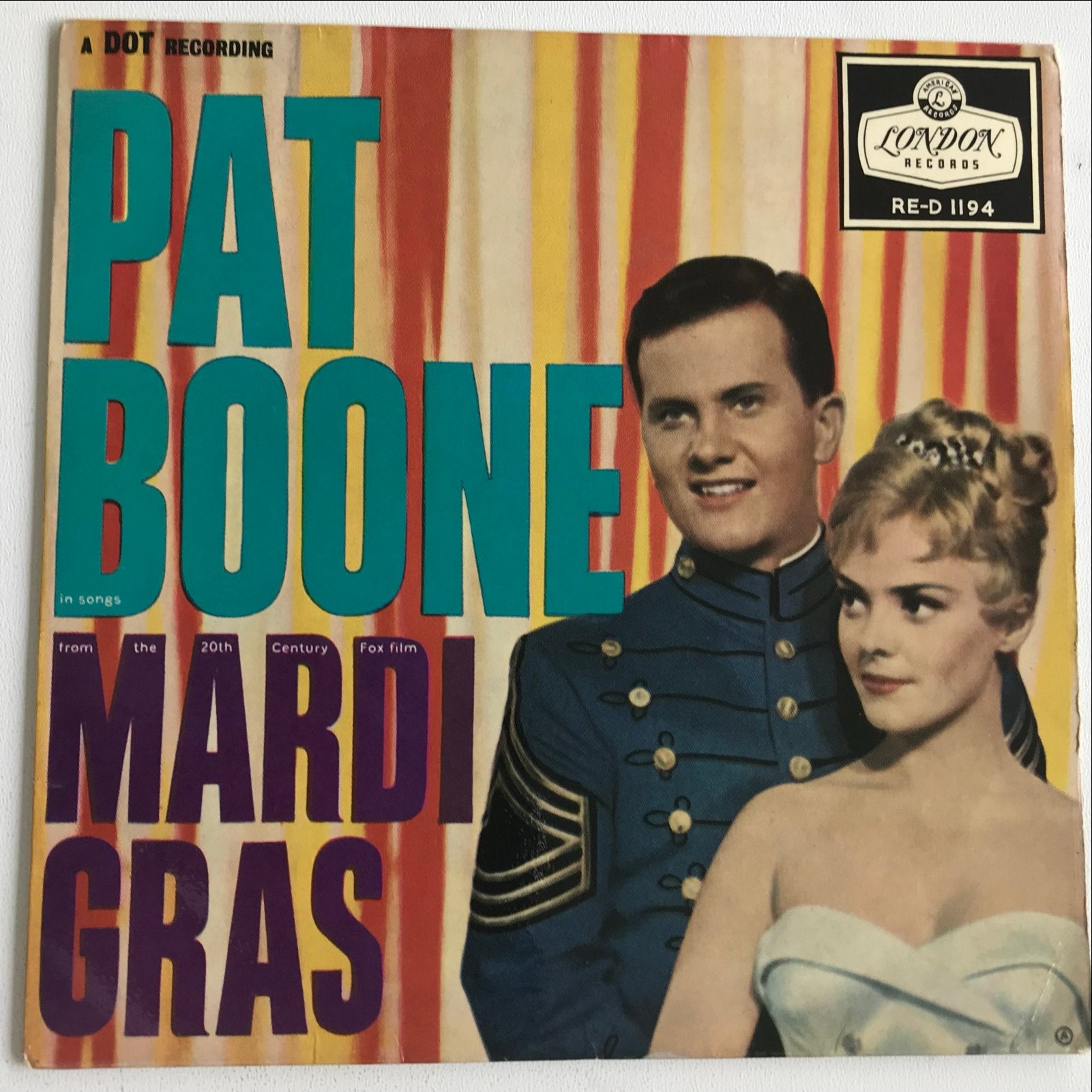 Pat Boone - Songs From "Mardi Gras" EP (London Records), Gebruikt, Filmmuziek en Soundtracks, Originele persing, 7 inch
