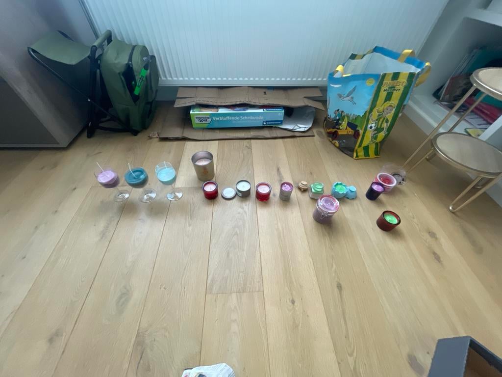 Diverse kaarsen in glaasjes en potjes 10,50 P/S (per stuk), Overige materialen, Blauw, Nieuw, Ophalen of Verzenden