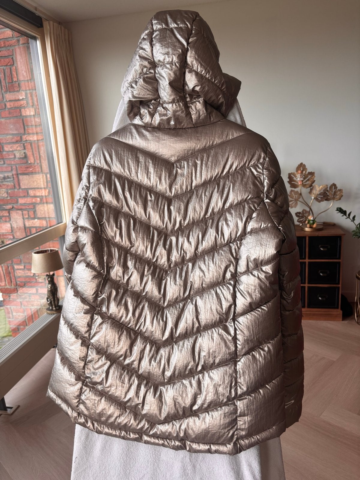Warme Brons/Goud Metallic Jas Maat M, Kleding | Dames, Ophalen of Verzenden, Zo goed als nieuw, Maat 38/40 (M), Goud