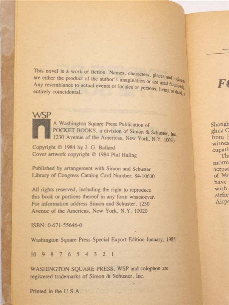 Empire of the Sun — J.G. Ballard, WOII Roman 1984, Ophalen of Verzenden, Gelezen