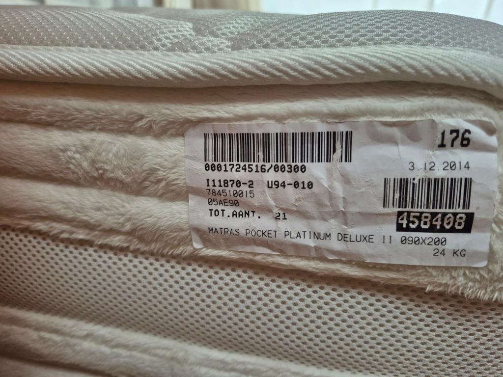Pocketveringmatras Platinum Deluxe II 90x200 cm, Ophalen, Gebruikt, 90 cm, Eenpersoons