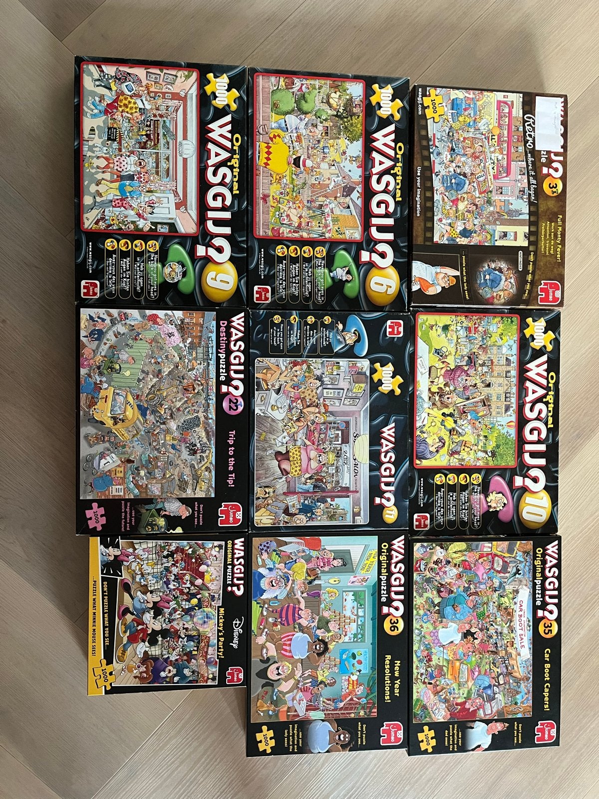 Wasgij puzzels 11 stuks 1000 en 950 stukjes, Ophalen of Verzenden, 500 t/m 1500 stukjes, Gebruikt, Legpuzzel