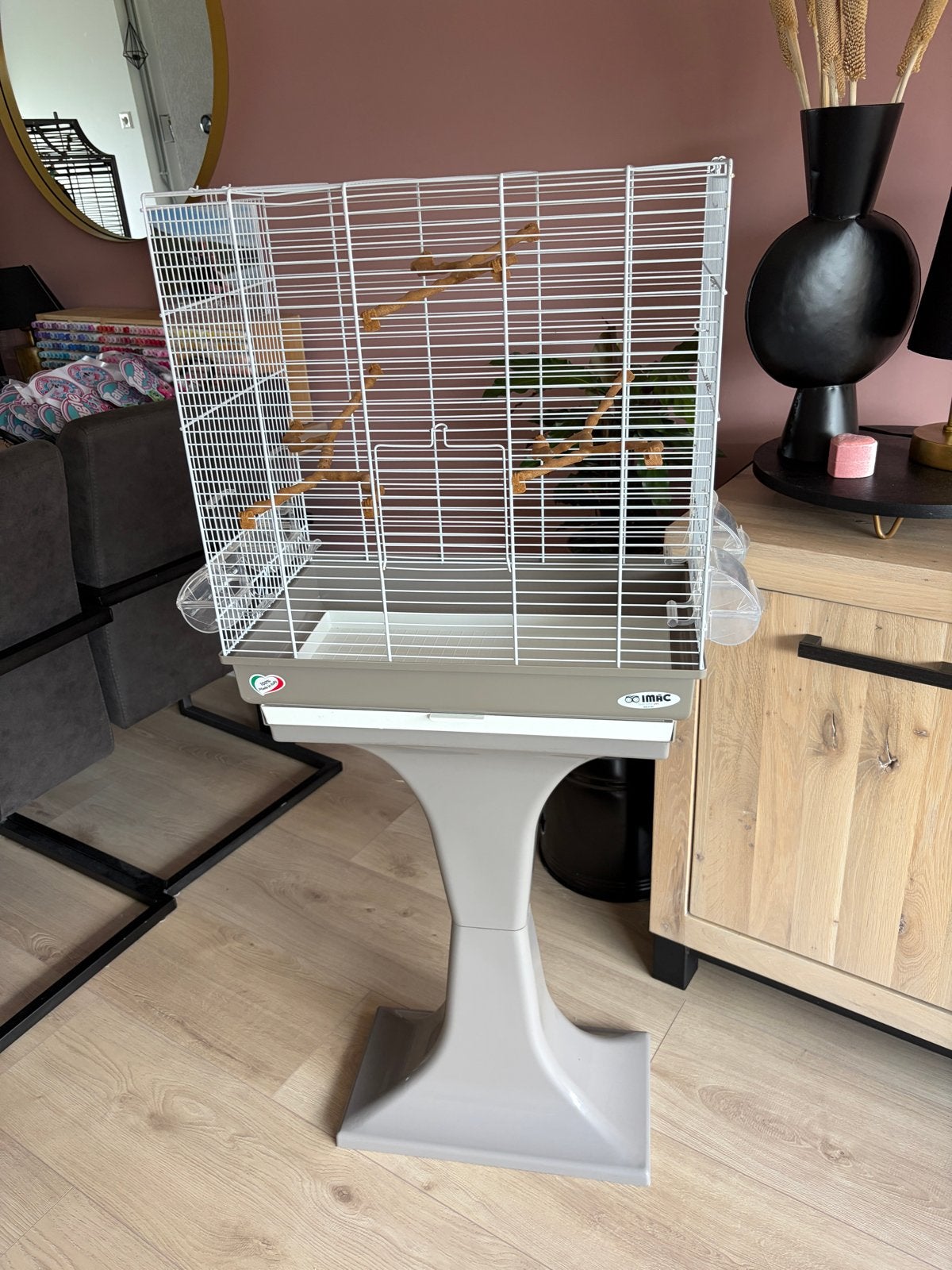 Vogelkooi op standaard imac, Ophalen, Zo goed als nieuw, Metaal, Vogelkooi