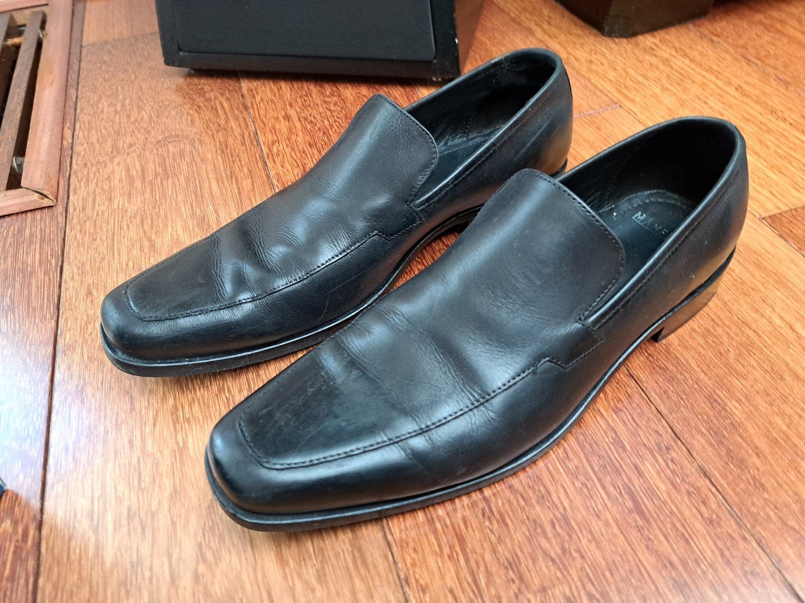 Manfield zwarte leren loafers - Maat 44, Ophalen of Verzenden
