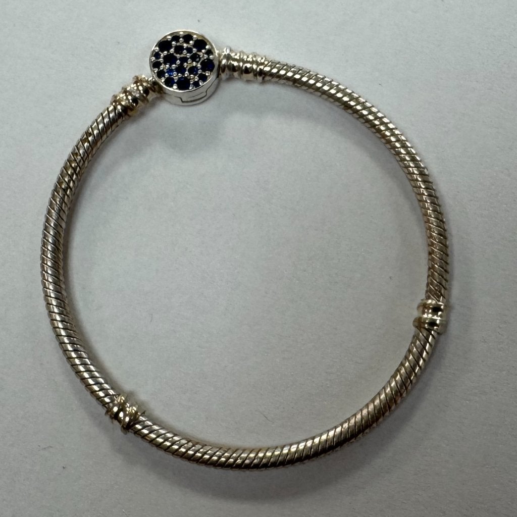 Pandora Zilveren Armband 17cm met blauwe steentjes, Dordrecht@usedproducts.nl, Toulonselaan 72, Ophalen of Verzenden, Zo goed als nieuw