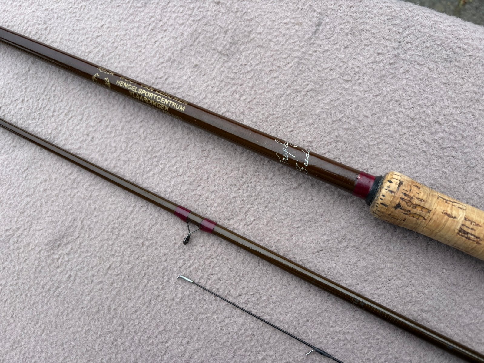 Handgebouwde wout van leeuwen trophy feeder / feederhengel, Ophalen of Verzenden, Gebruikt, Werphengel