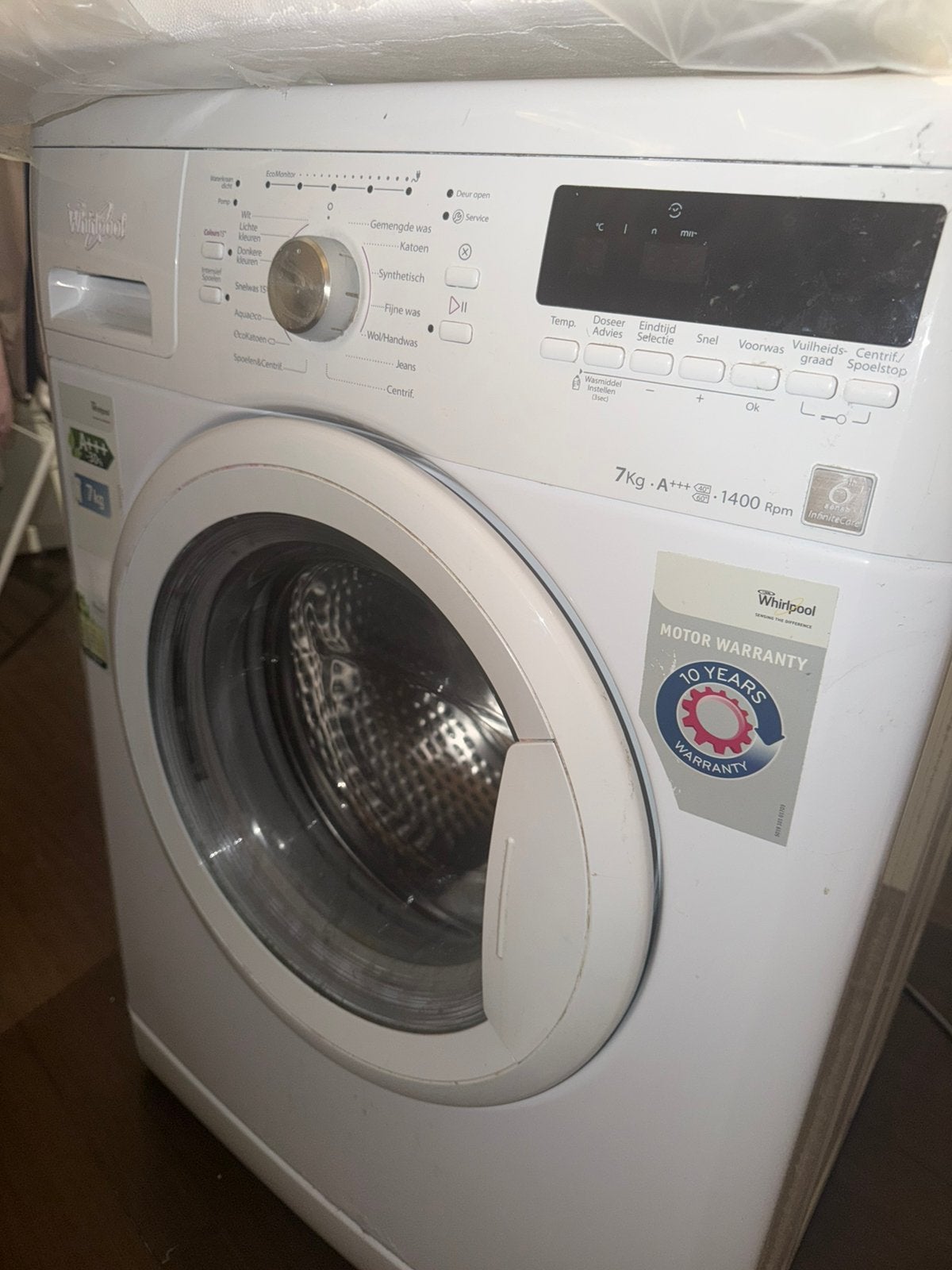 Whirlpool wasmachine, 7 kg, 1400 toeren., Ophalen, Zo goed als nieuw, 85 tot 90 cm, 1200 tot 1600 toeren
