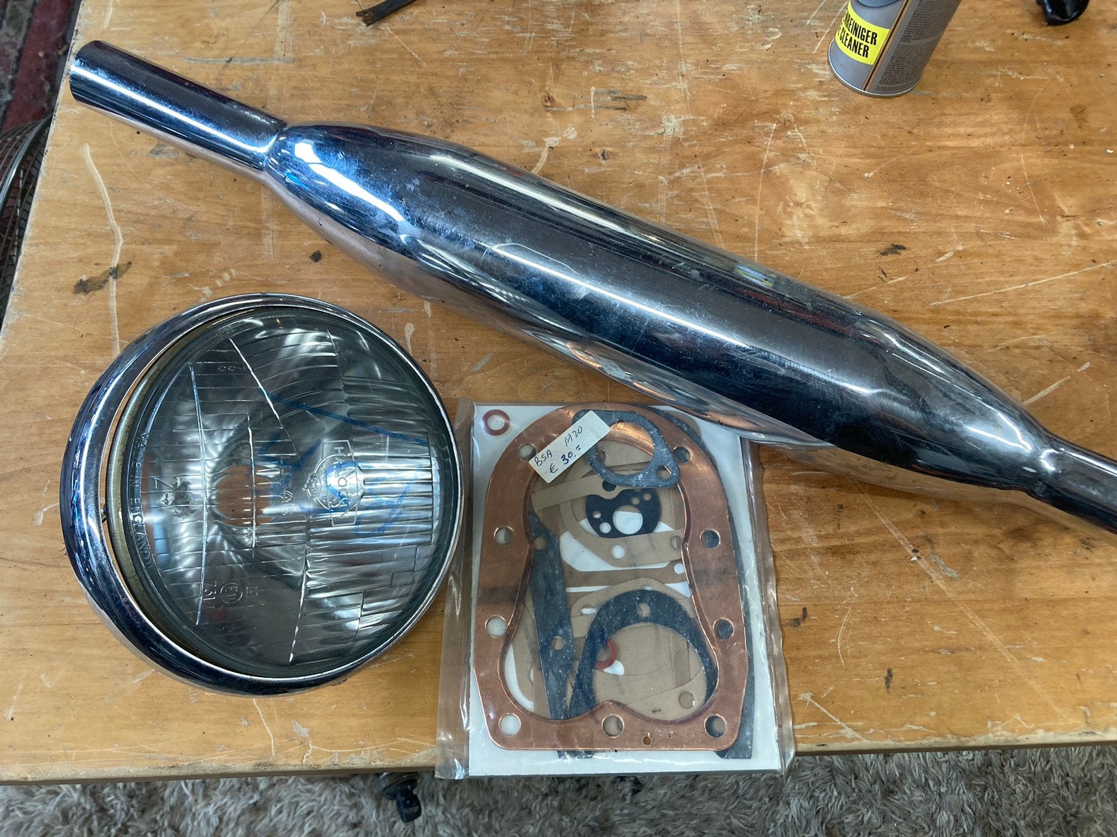 BSA M20 onderdelen uitlaat pakkingset koplamp, Motoren, Ophalen