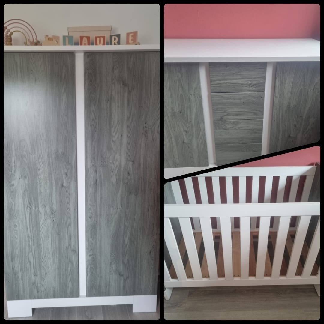 Complete babykamer set: commode, kledingkast, ledikant, Kinderen en Baby's, Kinderkamer | Complete kinderkamers, Ophalen, Gebruikt