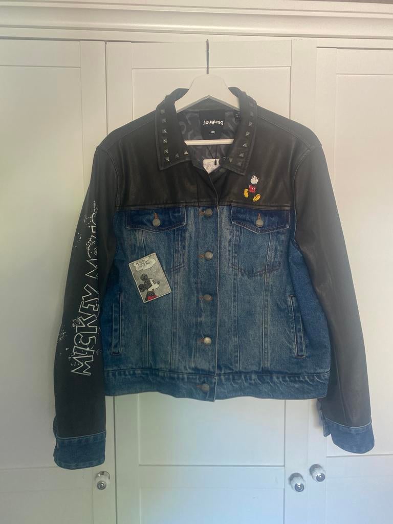 Desiguel spijkerjas met kunstleer, Kleding | Dames, Jassen | Zomer, Ophalen of Verzenden, Nieuw, Maat 42/44 (L), Blauw