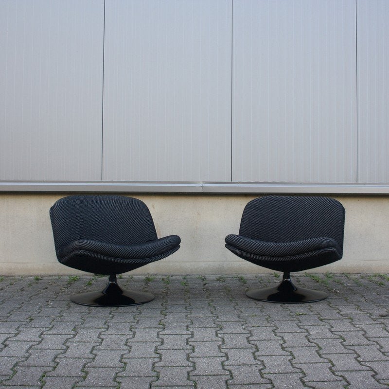 Vintage Artifort F504 draaifauteuils | Geoffrey Harcourt |, Ophalen, Onbekend, 75 tot 100 cm, Metaal
