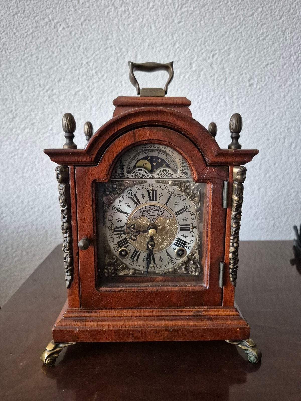 Antieke John Smith London Tafelklok met Maanfase, Antiek en Kunst, Ophalen