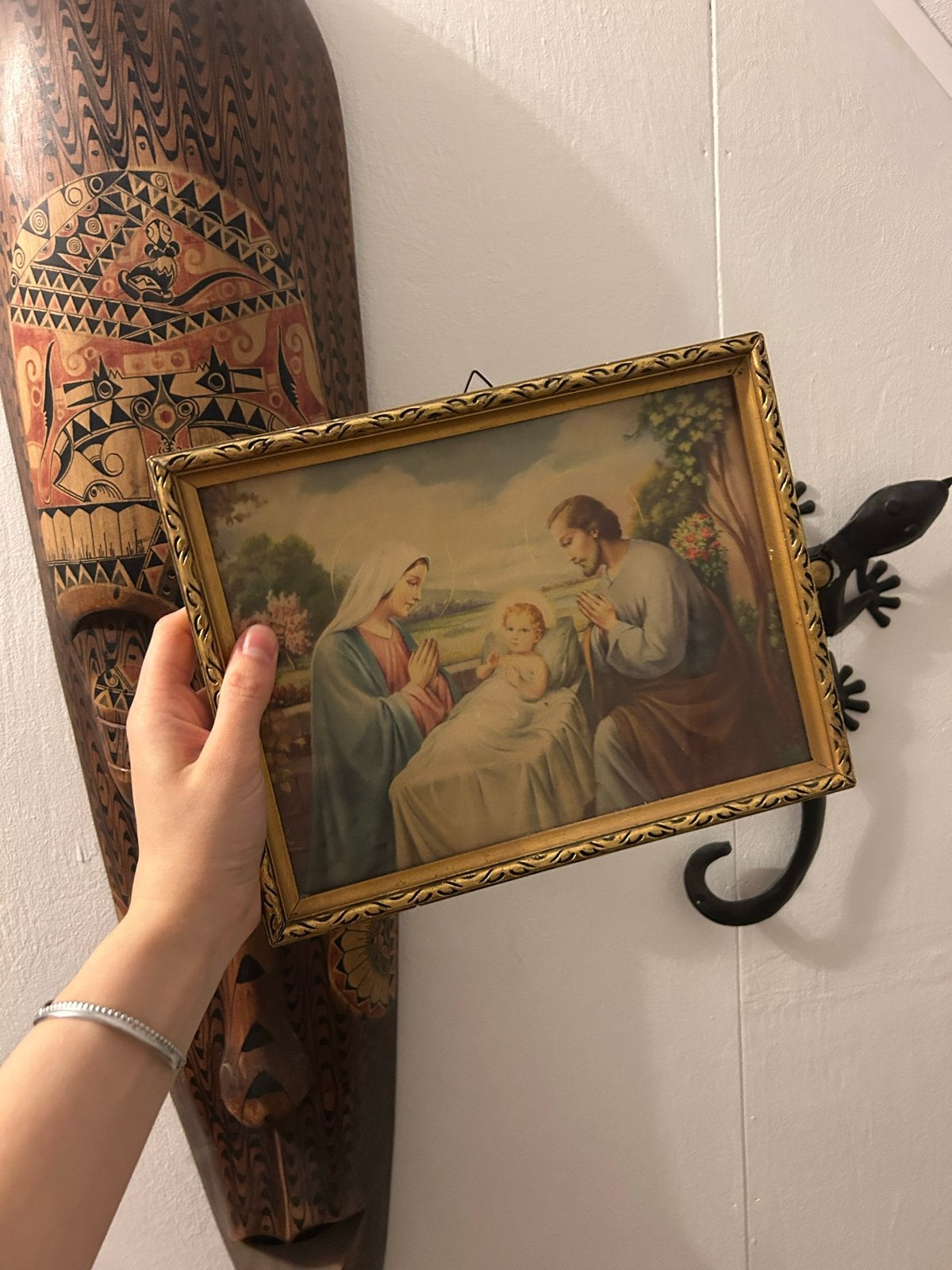 Vintage religieuze afbeelding Heilige Familie (20x27 cm), Ophalen