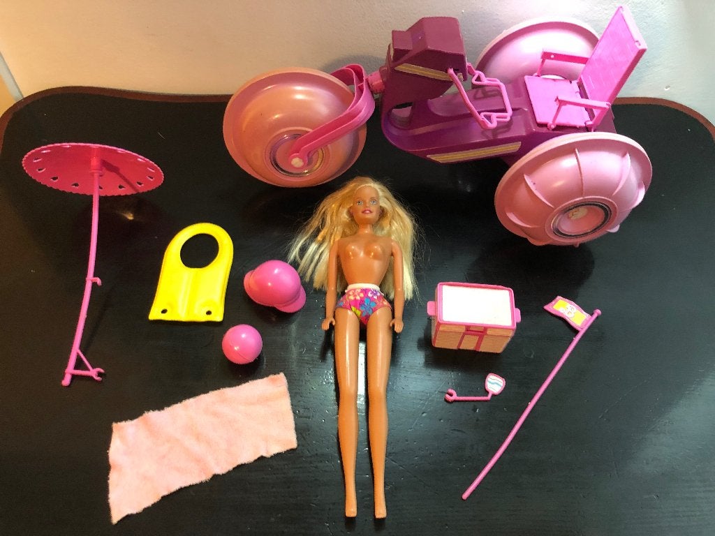 Barbie Splash Cycle #2240 waterfiets 1985 +Hawaii Barbie '99, Ophalen of Verzenden, Gebruikt, Fashion Doll