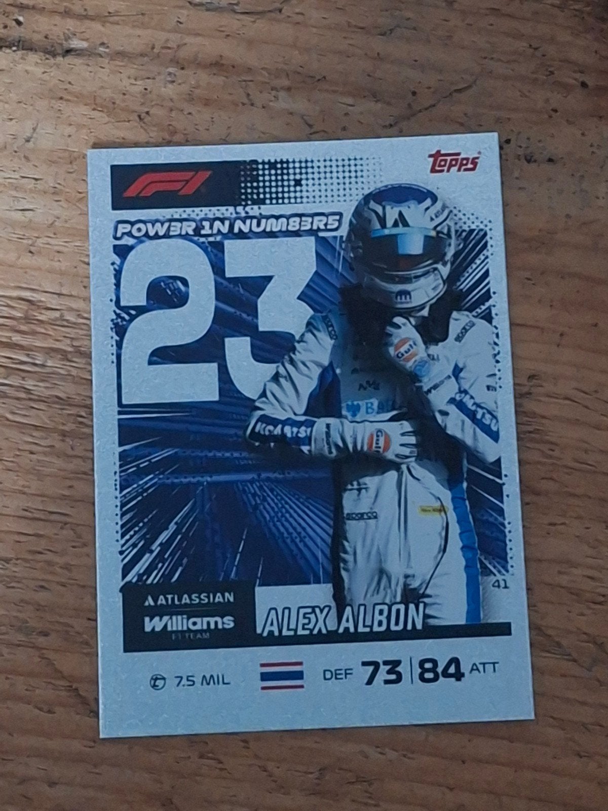 Topps F1 Power in Numbers Alex Albon Williams kaart, Verzamelen, Ophalen of Verzenden, Zo goed als nieuw, Formule 1