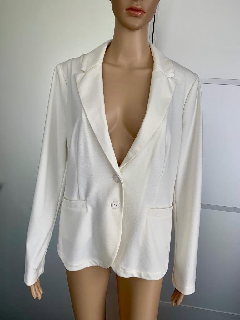 E344 Nieuw: Stroke mt. 40=M jasje colbert blazer gebr.wit, Maat 38/40 (M), Wit, Nieuw, Ophalen of Verzenden