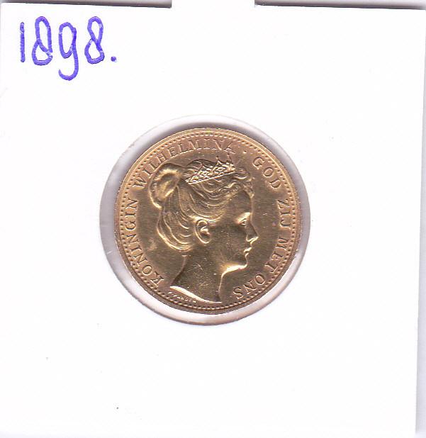 10 gulden 1898 goud Kroningsjaar voor 875 euro, Postzegels en Munten, Munten | Nederland, Koningin Wilhelmina, Losse munt, 10 gulden