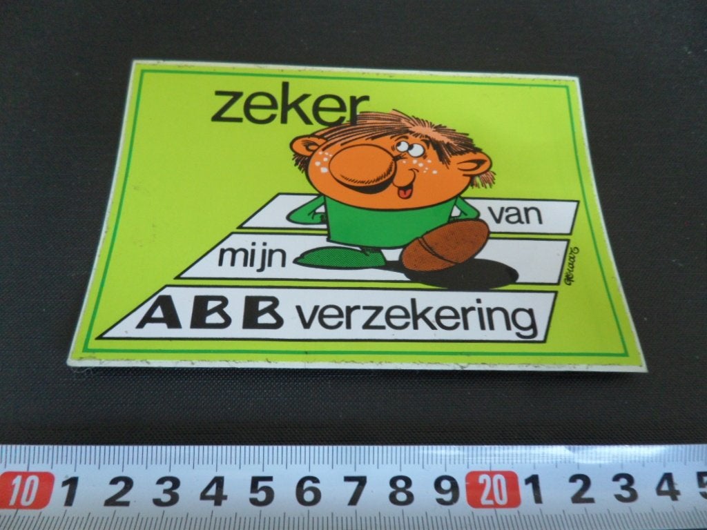 sticker zeker van mijn ABB verzekering - strip zebrapad, Ophalen, Zo goed als nieuw