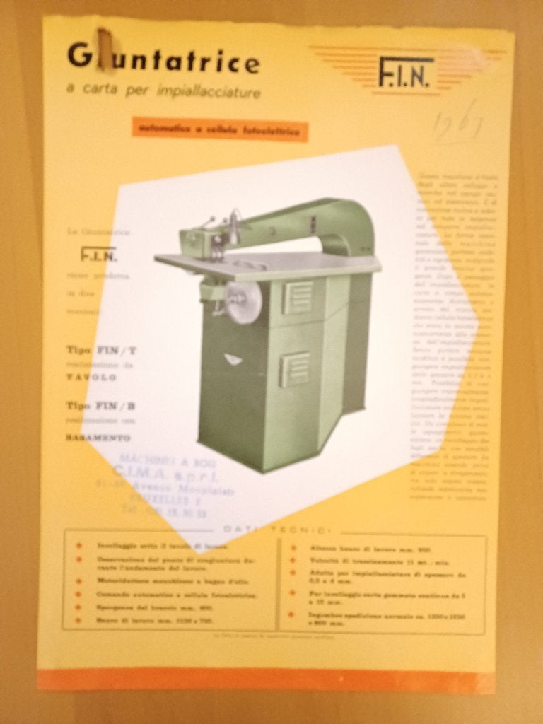 Folder fineermachine Giuntatrice F.I.N., Verzenden, Gelezen, Tractor en Landbouw