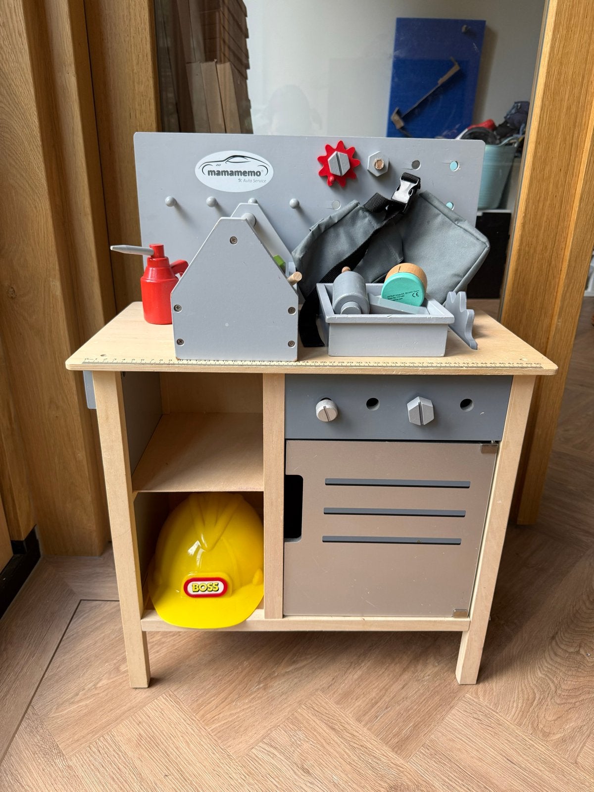 Mamamemo Houten Werkbank met Gereedschap en Accessoires, Ophalen, Gebruikt, Meubelstuk of Keukentje
