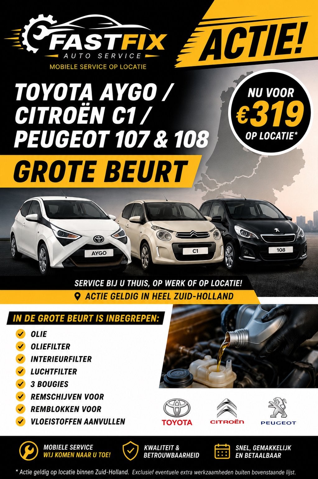 GROTE BEURT TOYOTA AYGO CITROËN C1 PEUGEOT 108, Mobiele service