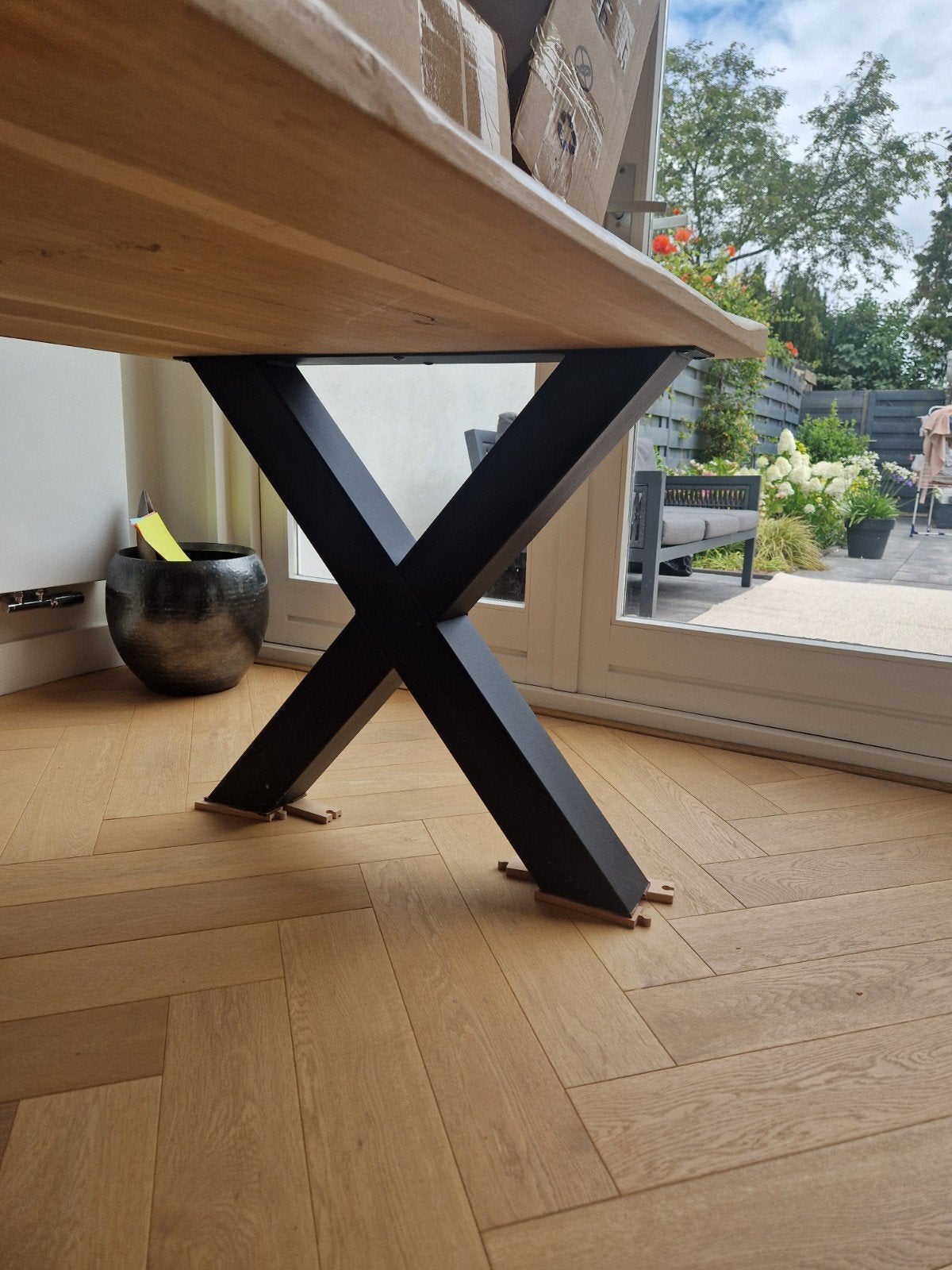 Stalen X-poten voor tafel - robuust en stabiel, Ophalen, Tafelpoot, Gebruikt, 50 tot 100 cm