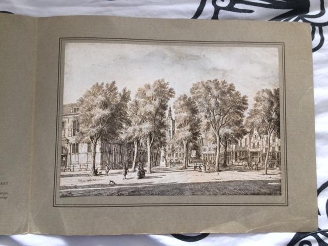 prent grote markt met schoolstraat 's-Gravenhage, Ophalen of Verzenden, 1940 tot 1960, Gebruikt, Overige onderwerpen