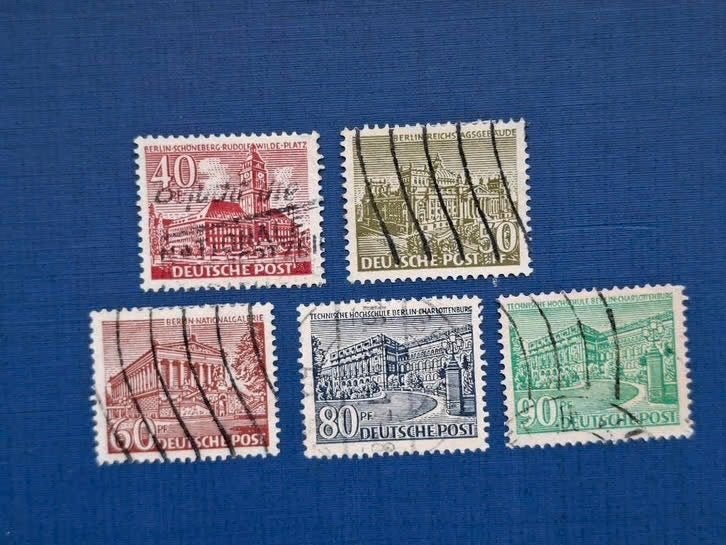 Postzegel Berlijn 1949 5 zegels Gebouwen 03-07, Ophalen of Verzenden, BRD, Gestempeld
