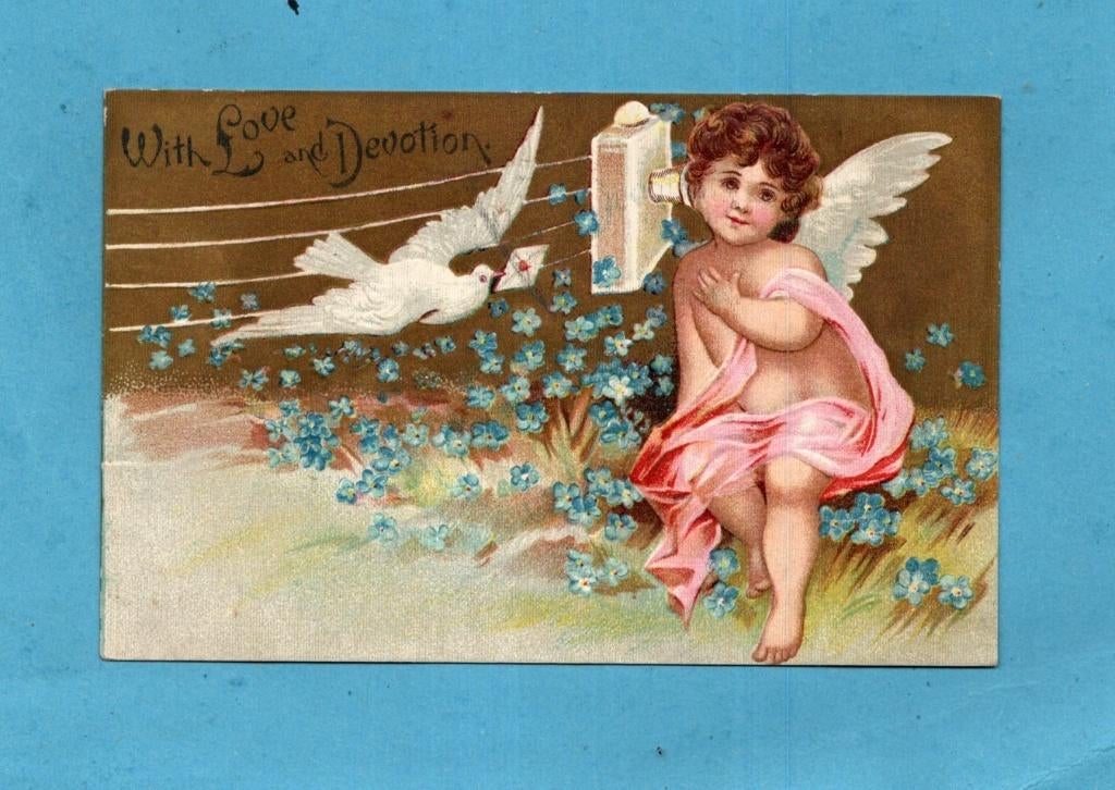 " With Love and Devotion " pracht oude kaart/reliéf - M894, Verzamelen, Ansichtkaarten | Themakaarten, Verzenden, Voor 1920, Gelopen