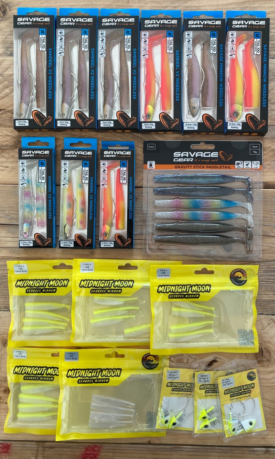 MegaSET Savage Gear Weedless Minnows Sandeels zeebaars + MM, Ophalen, Nieuw, Complete set