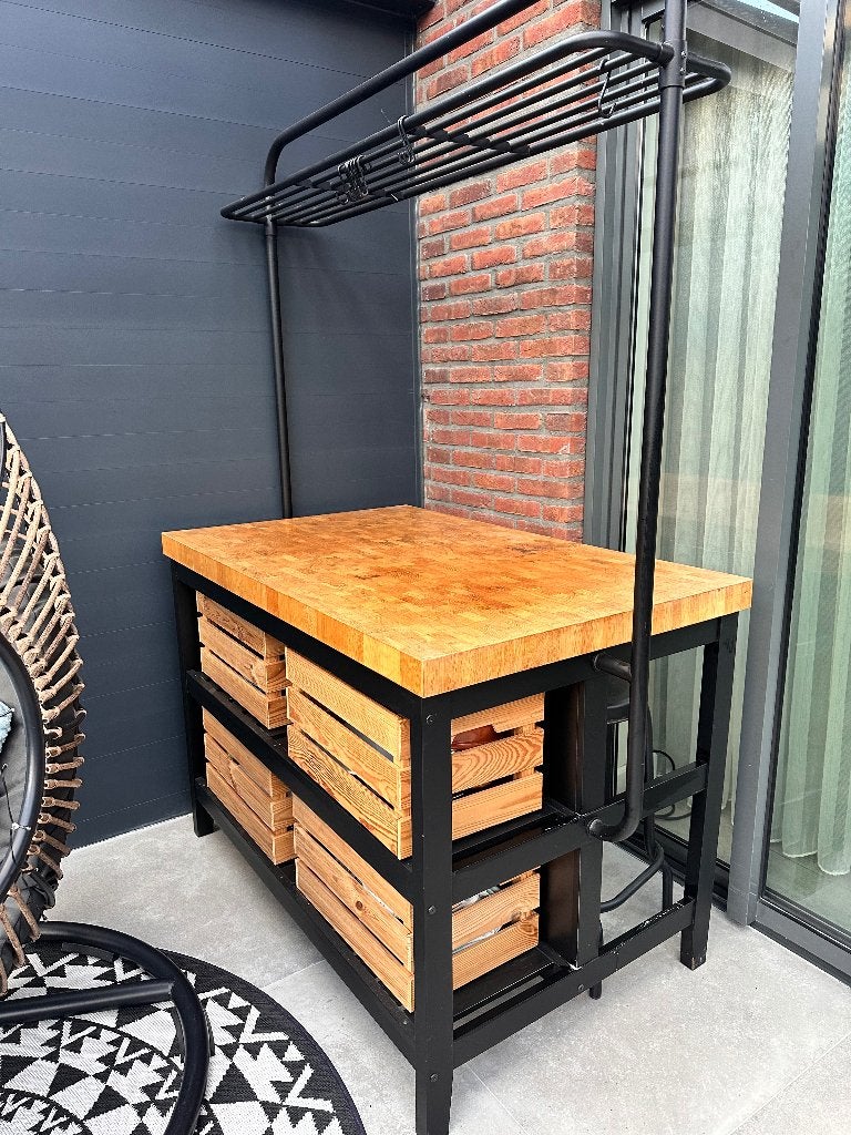 Keukenblok, Ophalen, Gebruikt, Zwart, Enkelwandige keuken