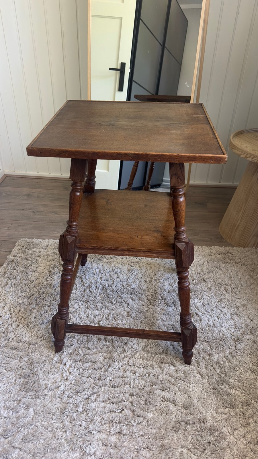 Klassieke houten bijzettafel/plantentafel, Ophalen, Minder dan 55 cm, Gebruikt, Vierkant