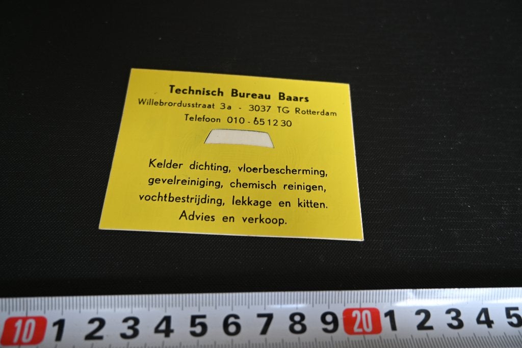 sticker Rotterdam Technisch Bureau Baars Willebrodusstraat, Ophalen, Zo goed als nieuw