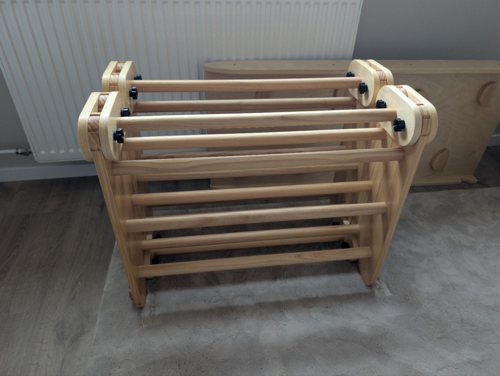 Houten klimrek voor binnen met glijbaan en klimwand, Ophalen, Zo goed als nieuw, Klimwand