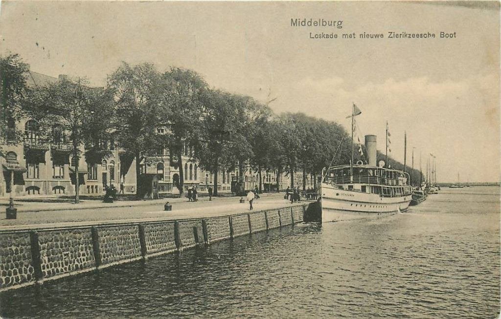 388-568-023 Middelburg Loskade met nieuwe Zierikzeesche Boot, Verzenden, Voor 1920, Zeeland