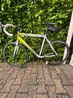 Gazelle racefiets - Wit/Geel, Ophalen, 28 inch, Gebruikt, Velgrem